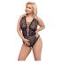 Cottelli Curves Plus Size - przezroczyste wzorzyste body (czarne)