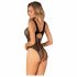 Obsessive B335 - przezroczyste otwarte body (czarny) - S-L 