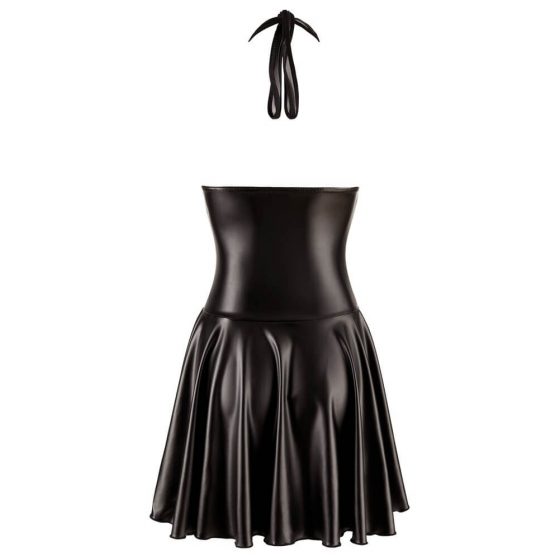 Noir - plisowana sukienka na ramiączkach z prześwitującym biustem (czarna) - L