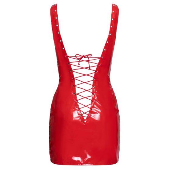 Black Level - Lakierowana sukienka mini z koronką (czerwona) - M
