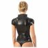 LATEX - Damski top z krótkim rękawem i zamkiem błyskawicznym (czarny)  - XL