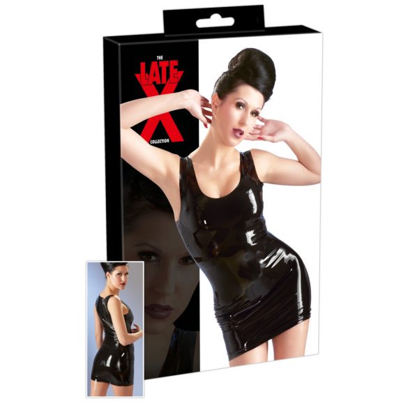 LATEX - mini sukienka bez rękawów (czarna) - 2XL