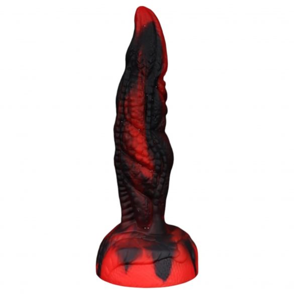 OgazR Hell Dong - dildo z rowkami i lepkimi wypustkami - 20 cm (czarno-czerwony) 