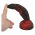 OgazR Hell Dong - dildo z rowkami i lepkimi wypustkami - 20 cm (czarno-czerwony) 