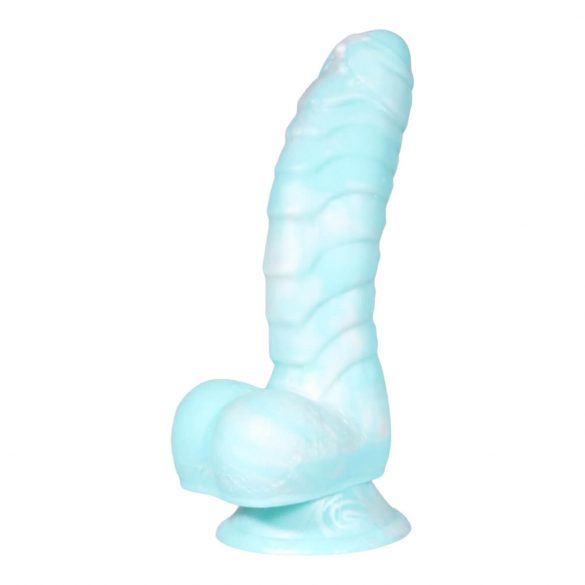 OgazR Sea Serpent - rowkowane dildo z zaciskiem - 17 cm (niebiesko-biały) 