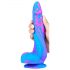 Inkipus - silikonowy dildo z jajami, 18 cm, niebiesko-różowy