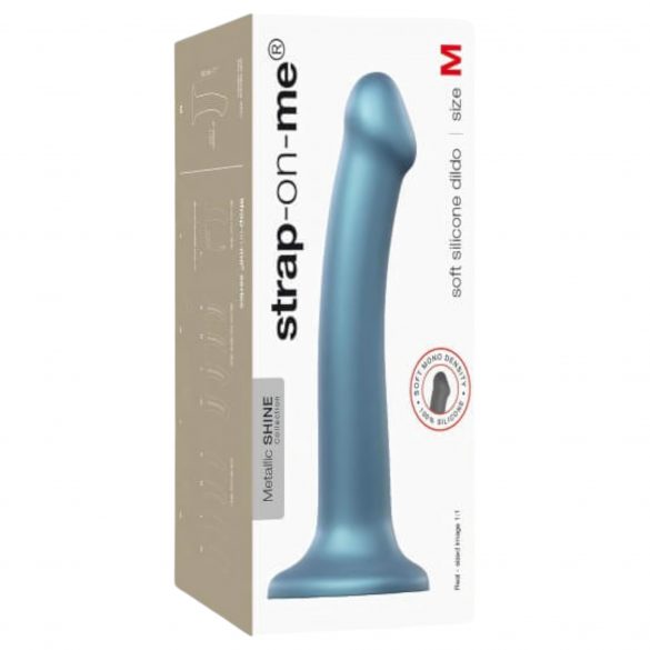 Strap-on-me Metallic Shine M - dildo przyjazne dla skóry - średnie (metaliczny niebieski) 