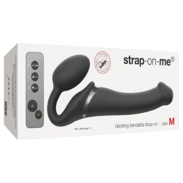 Strap-on-me M - czarny strap-on wibracyjny - średni