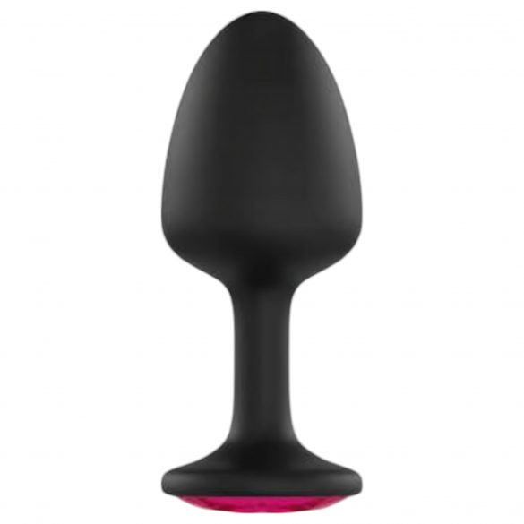 Dorcel Geisha Plug Ruby M - różowe dildo analne z kamieniem (czarne) 