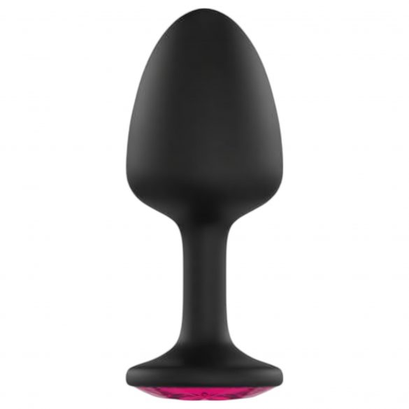 Dorcel Geisha Plug Ruby L - różowe dildo analne z kamieniem (czarne) 