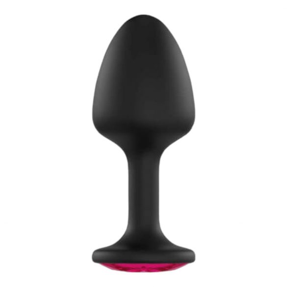 Dorcel Geisha Plug Ruby XL - różowe dildo analne z kamieniem (czarne) 