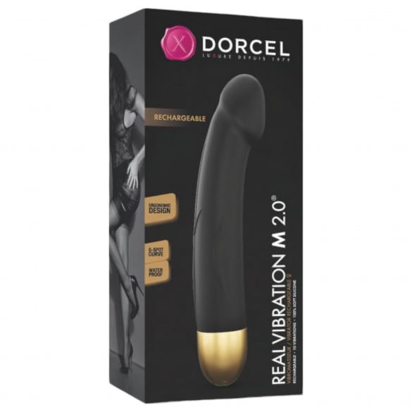 Dorcel Real Vibration M 2.0 - wibrator akumulatorowy (czarno-złoty) 