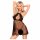 Penthouse Libido Boost - koronkowa babydoll z paskami i stringi (czarny)