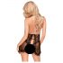 Penthouse Libido Boost - koronkowa babydoll z paskami i stringi (czarny) - M/L