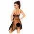 Penthouse Naughty Doll - asymetryczna koronkowa sukienka ze stringami (czarna)  - M/L