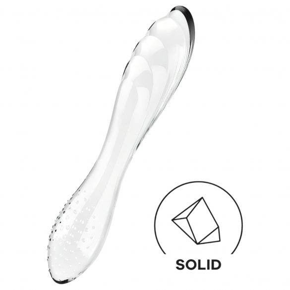 Satisfyer Dazzling Crystal 1 - szklane dildo z 2 końcówkami (półprzezroczyste) 