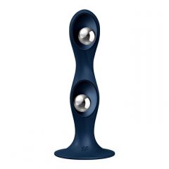   Satisfyer Double Ball-R - obciążone dildo z wyczuwalnymi stopkami (ciemnoniebieski)