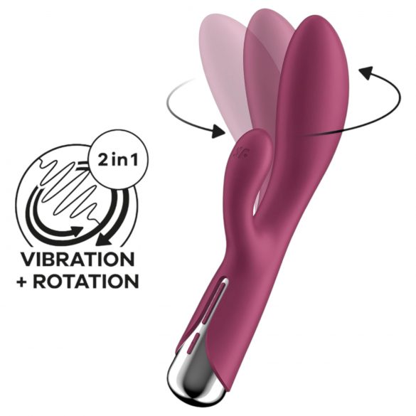 Satisfyer Spinning Rabbit 1 - rotacyjny wibrator z ramieniem do stymulacji łechtaczki (czerwony)