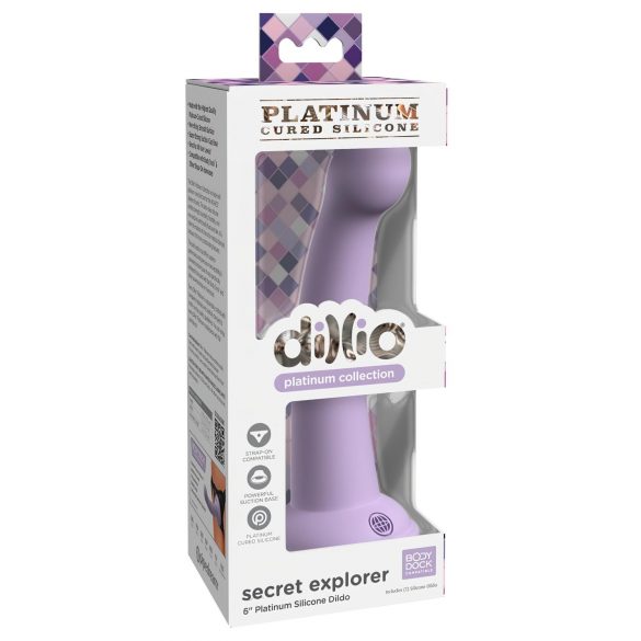 Dillio Secret Explorer - przyssawkowy dildo z żołędziem (17cm) - fioletowy