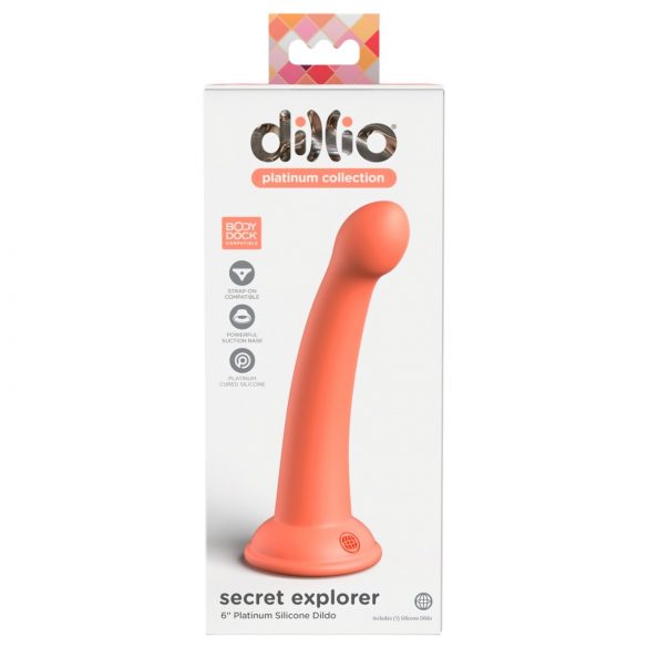 Dillio Secret Explorer - przyssawkowy penis z żołędziem (17 cm) - pomarańczowy