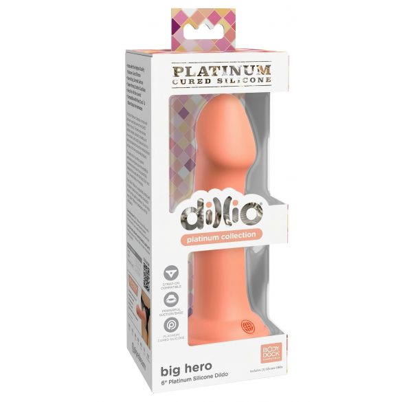 Dillio Big Hero - lepkie silikonowe dildo (17 cm) - pomarańczowy 