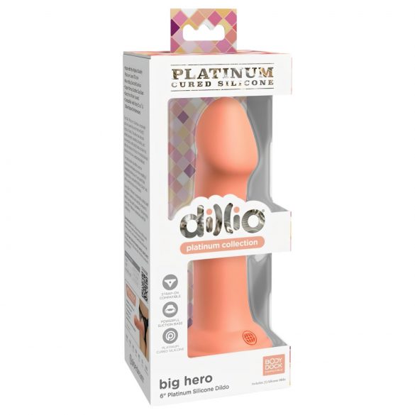 Dillio Big Hero – przyssawkowy silikonowy dildo (17 cm) – pomarańczowy