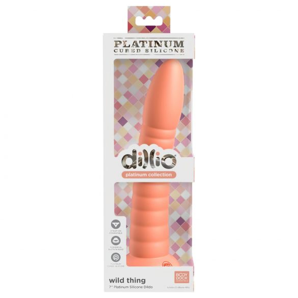 Dillio Wild Thing - żebrowany dildo z przyssawką (19 cm) - pomarańczowy