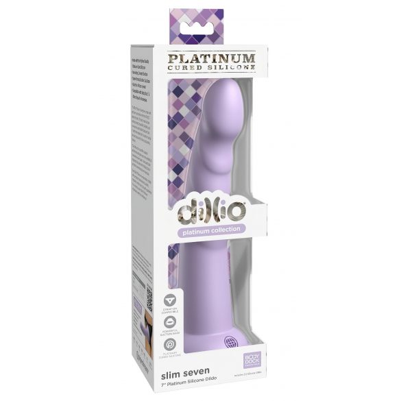 Dillio Slim Seven - dildo stymulujące żołądź z zaciskiem (20 cm) - fioletowy 