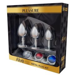   Alive Anal Pleasure - metalowy zestaw dild analnych (srebrny)