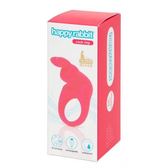 Happyrabbit Cock - wibrujący pierścień na penisa na baterie (różowy) 