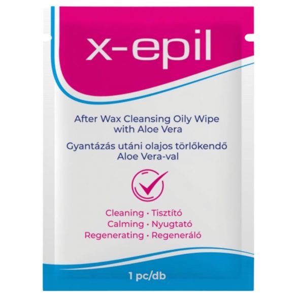 X-Epil - Chusteczka olejowa po depilacji woskiem (1 szt.) - Aloe Vera