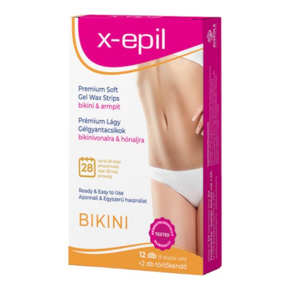 X-Epil - gotowe do użycia paski z żywicy żelowej premium 12szt - bikini/bielizna 