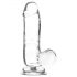 Addiction Crystal - przezroczysty dildos z jądrami, 15 cm