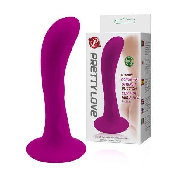 Pretty Love Anal Plug - zakrzywione dildo analne z lepką podstawą (różowy) 