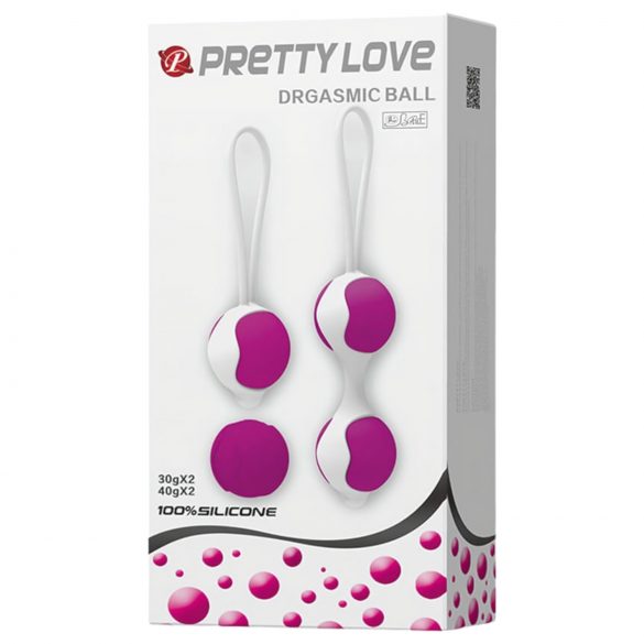 Pretty Love Orgasmic - zestaw kul gejszy (biało-fioletowy)