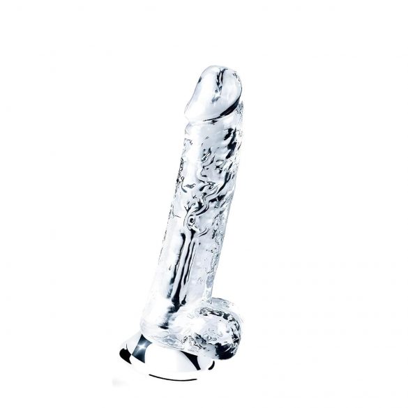 Lovetoy Flawless Clear - zaciskane dildo do jąder - 19 cm (przezroczysty) 