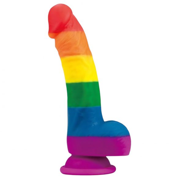 Lovetoy Prider - realistyczny dildo z ciekłego silikonu - 19 cm (tęczowy)