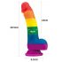 Lovetoy Prider - realistyczne dildo z płynnego silikonu - 19 cm (tęcza) 