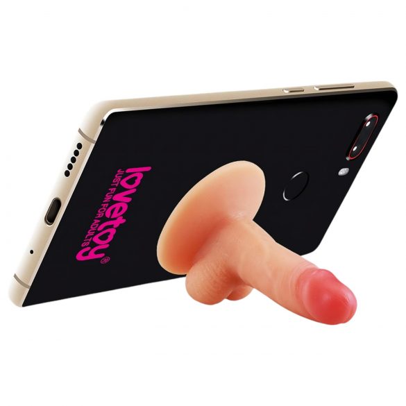 Lovetoy - przyssawkowy uchwyt na telefon - mini dildo (naturalne)