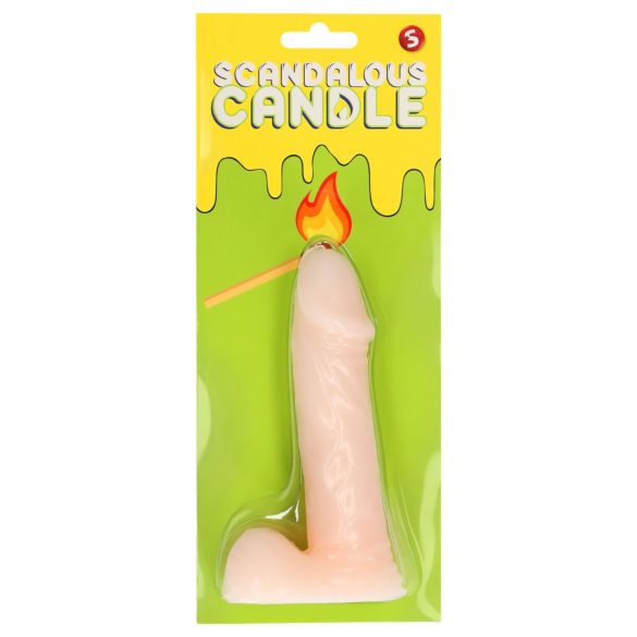 Skandaliczne - świeca - penis z jądrami - naturalny (133g)