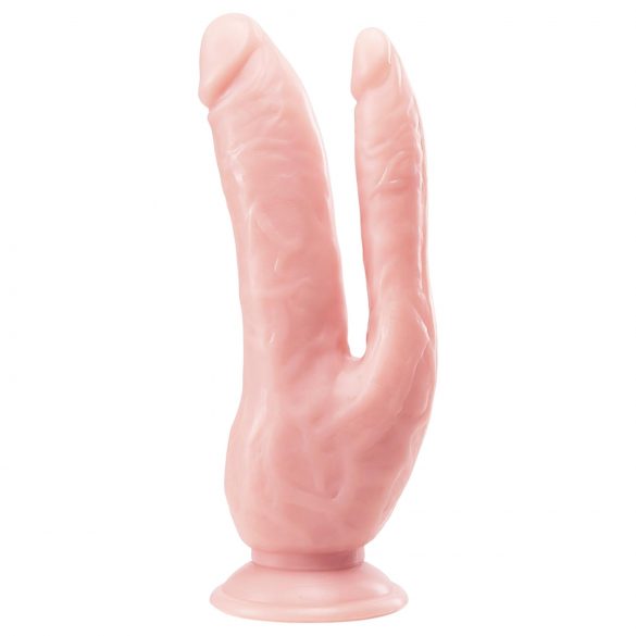 Dr. Skin 8 - dwustronne dildo z przyssawką (naturalne)