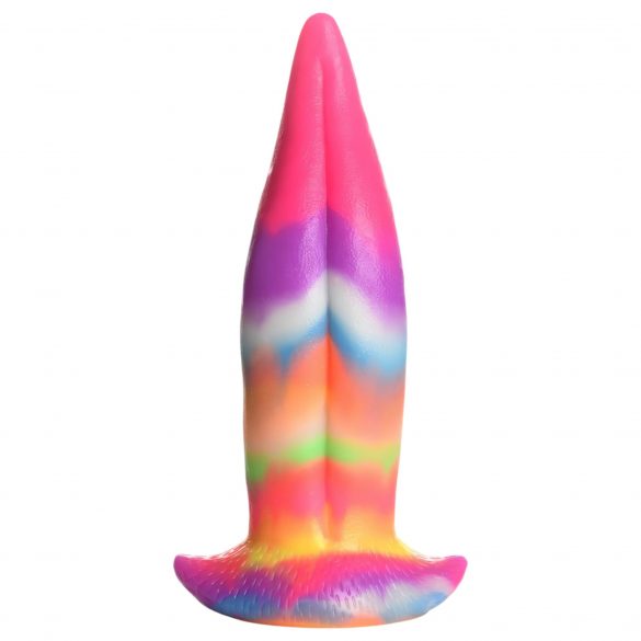 Creature Cocks Tongue - świecące silikonowe dildo - 21 cm (tęcza) 