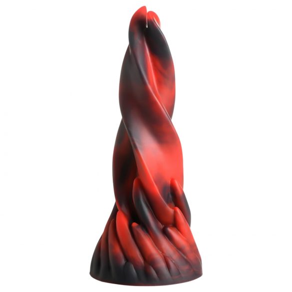 Piekielny Pocałunek Stworzenia Cocks - skręcony silikonowy dildo - 19 cm (czerwony)