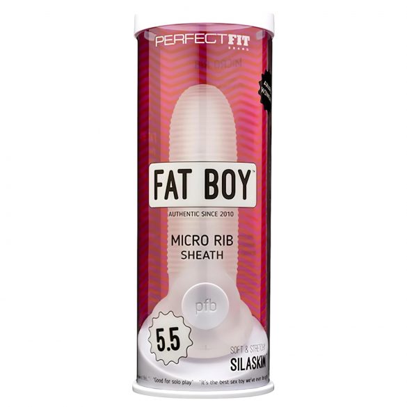 Fat Boy Mikro Żebrowany - nakładka na penisa (15cm) - mlecznobiały