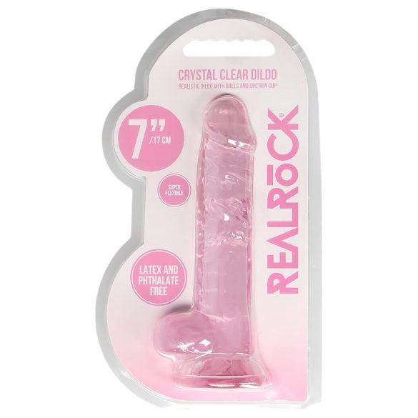 REALROCK - przezroczysty realistyczny dildo - różowy (17 cm)