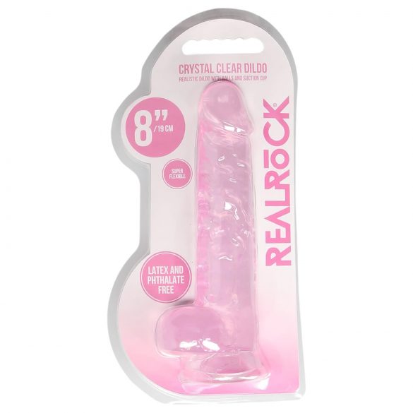 REALROCK - przezroczysty realistyczny dildo - różowy (19cm)