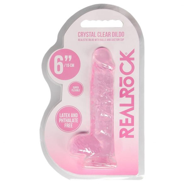 REALROCK - półprzezroczyste, realistyczne dildo - różowe (15 cm) 