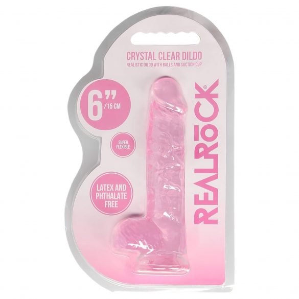 REALROCK - półprzezroczyste, realistyczne dildo - różowe (15 cm) 