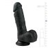 Easytoys - przysawkowy dildo z jądrami (17,5 cm) - czarny