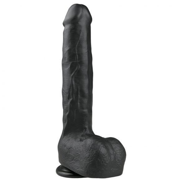 Easytoys - duży czarny dildo z przyssawką i jądrami (29,5 cm)